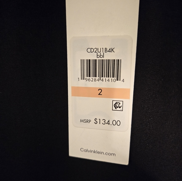 Calvin Klein Long Black Sleeved Turtle Neck Dress with Vegan Leather skirt Sz 2 - Picture 5 of 11